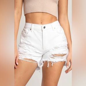 Free People Maggie Mid-Rise White Distressed Shorts Optic White SZ 30